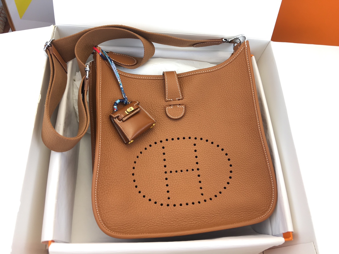 에르메스 에블린29 골드브라운 은장 끌레망스 가죽